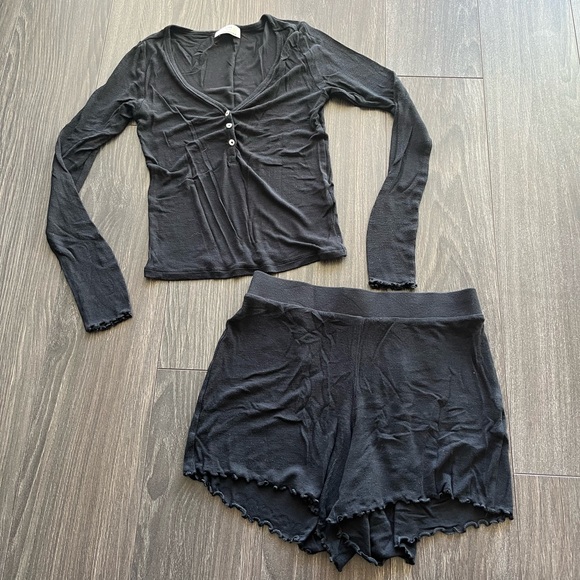 Knix Black Modal Rib Henley Sleep Set - XS - Picture 3 of 6